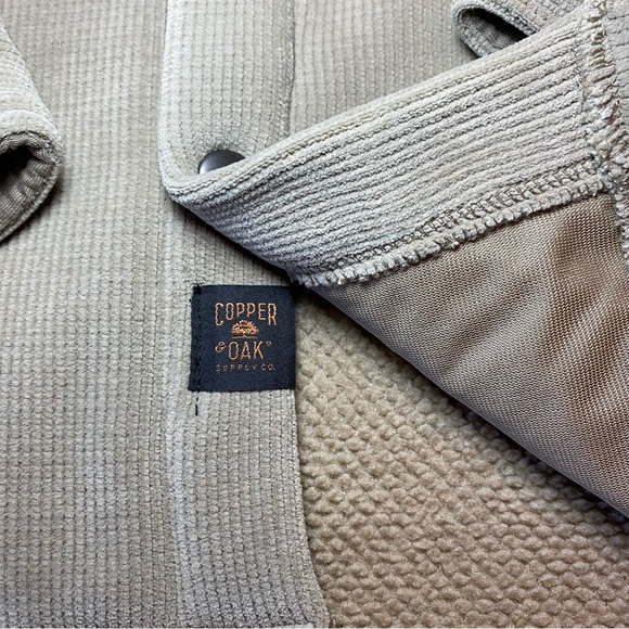 Men's Beige Fleece Jacket by Copper & Oak looks like a Corduroy Jacket. Size L - Picture 5 of 16